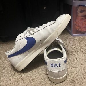 Nike Blazer Leather Low, Mens Size US 14 D, White/Blue